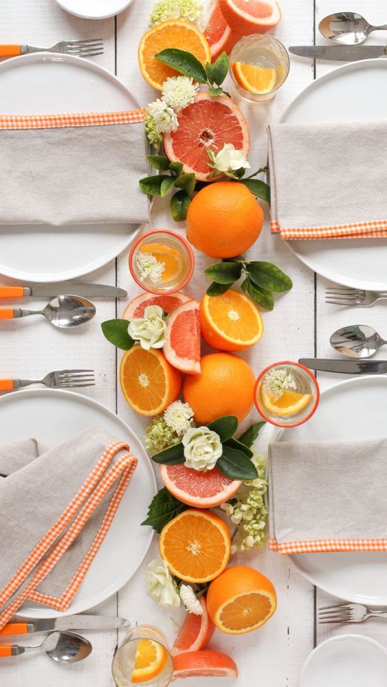 centro de mesa con naranjas